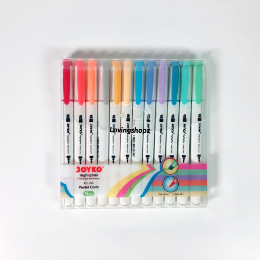 Highlighter Penanda Joyko HL-55 1 Set 12 Pcs 12 Warna