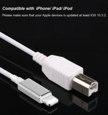 Kabel Iphon/Ipat ke Piano / Keyboard , Lightnin to MIDI Cable, USB