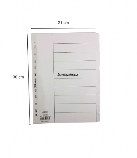 Tab Divider Bantex A4 Putih Semua, Pembatas Binder Bantex A4 6050-07